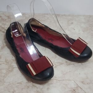Bally Stylish Black and Red Bow Women's Ballerina  Flats Beatris Size 39